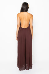 CHOCOLATE DROP HALTER TOP JUMPSUIT