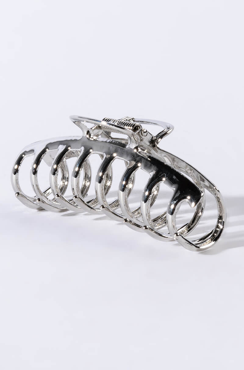 CHROME METAL BANANA HAIR CLAW