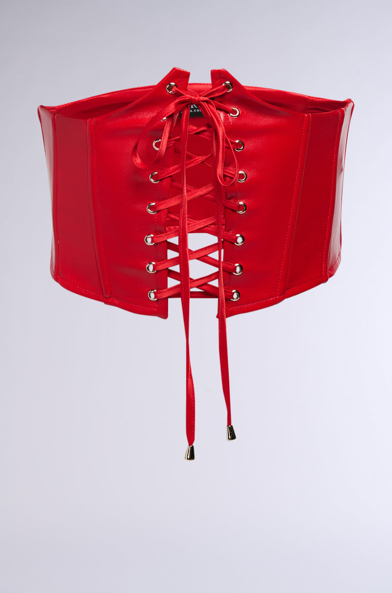CINCHED UP UNDERBUST CORSET BELT IN RED