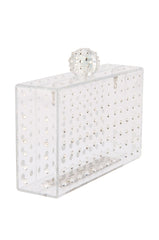 CLEAR BOX CLUTCH WITH RHINESTONES
