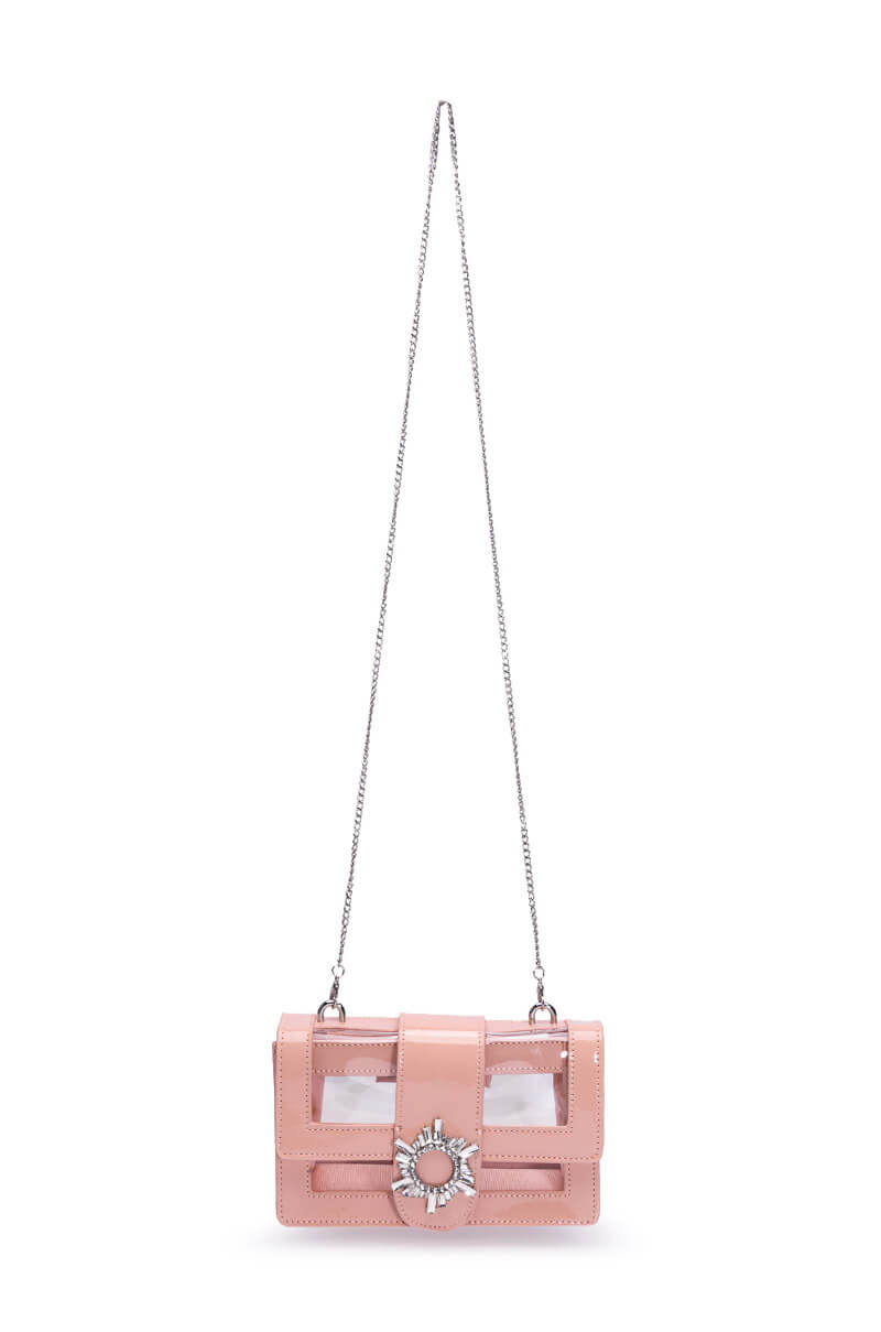 CLEAR NUDE EMBELLISHED PURSE