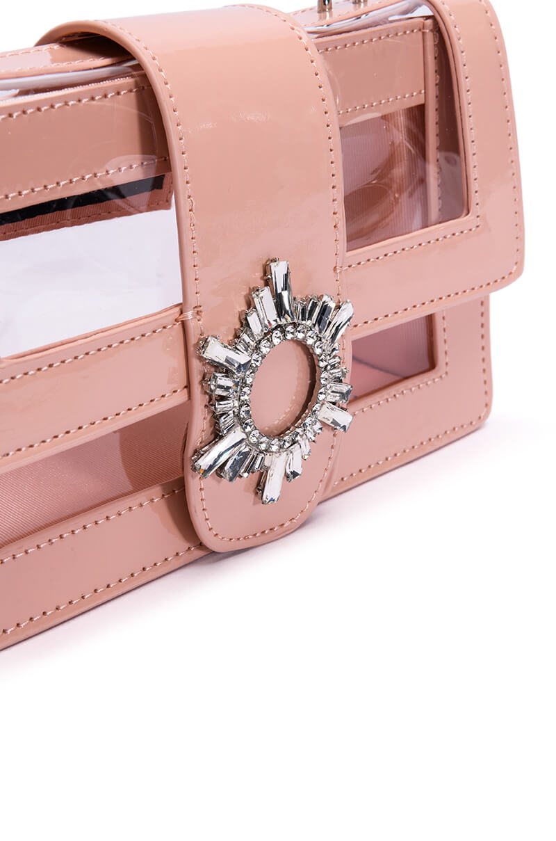 CLEAR NUDE EMBELLISHED PURSE