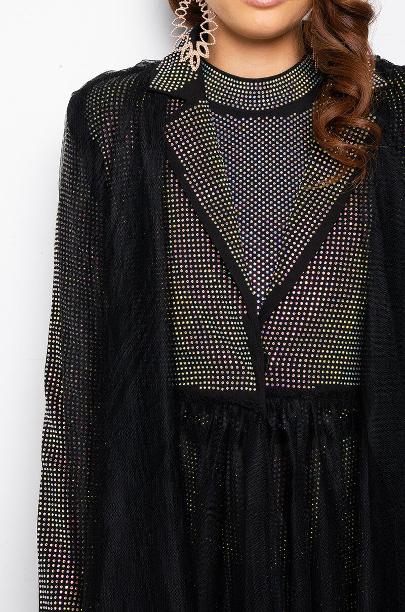 CLUB ANOTHER CLUB RHINESTONE TULLE TRENCH