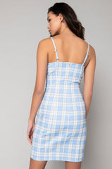 CLUELESS VIBES MINI TANK DRESS BLUE