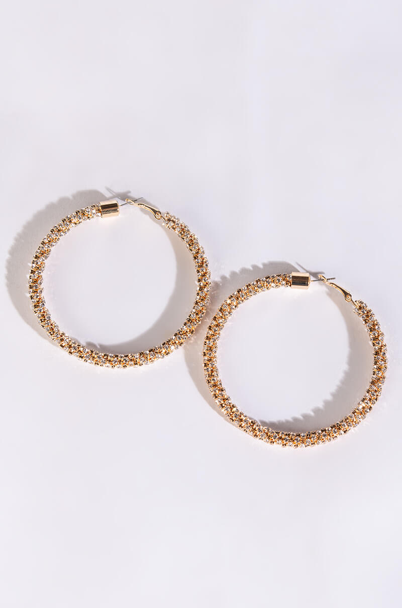 CLUSTERS GOLD 80MM RHINESTONE HOOPS