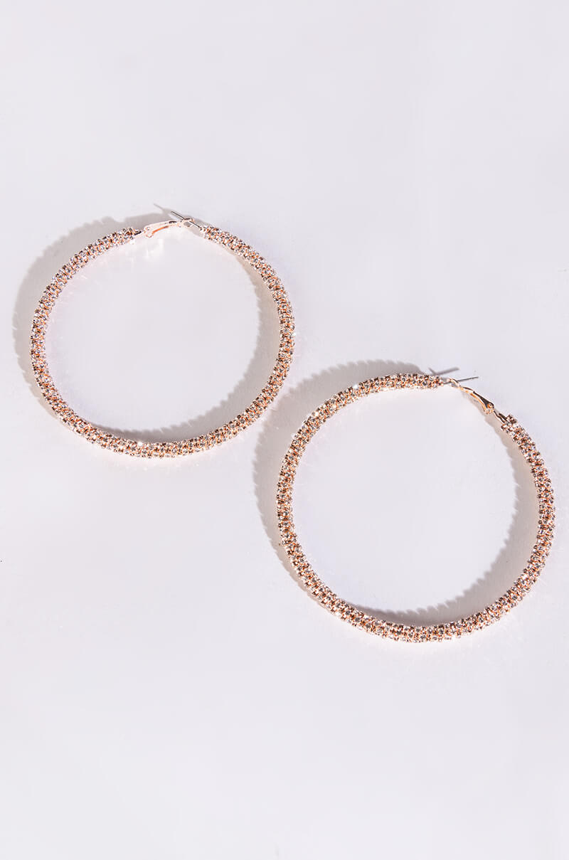 CLUSTERS ROSE GOLD 80MM RHINESTONE HOOPS