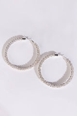 CLUSTERS SILVER 80MM RHINESTONE HOOPS