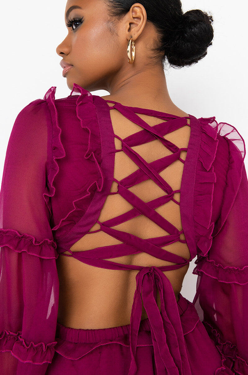 COCKTAIL HOUR CHIFFON MINI DRESS DARK PURPLE