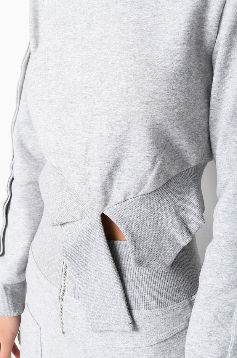 COME CLOSER CUT OUT DETAIL SWEATSHIRT HEATHER GREY
