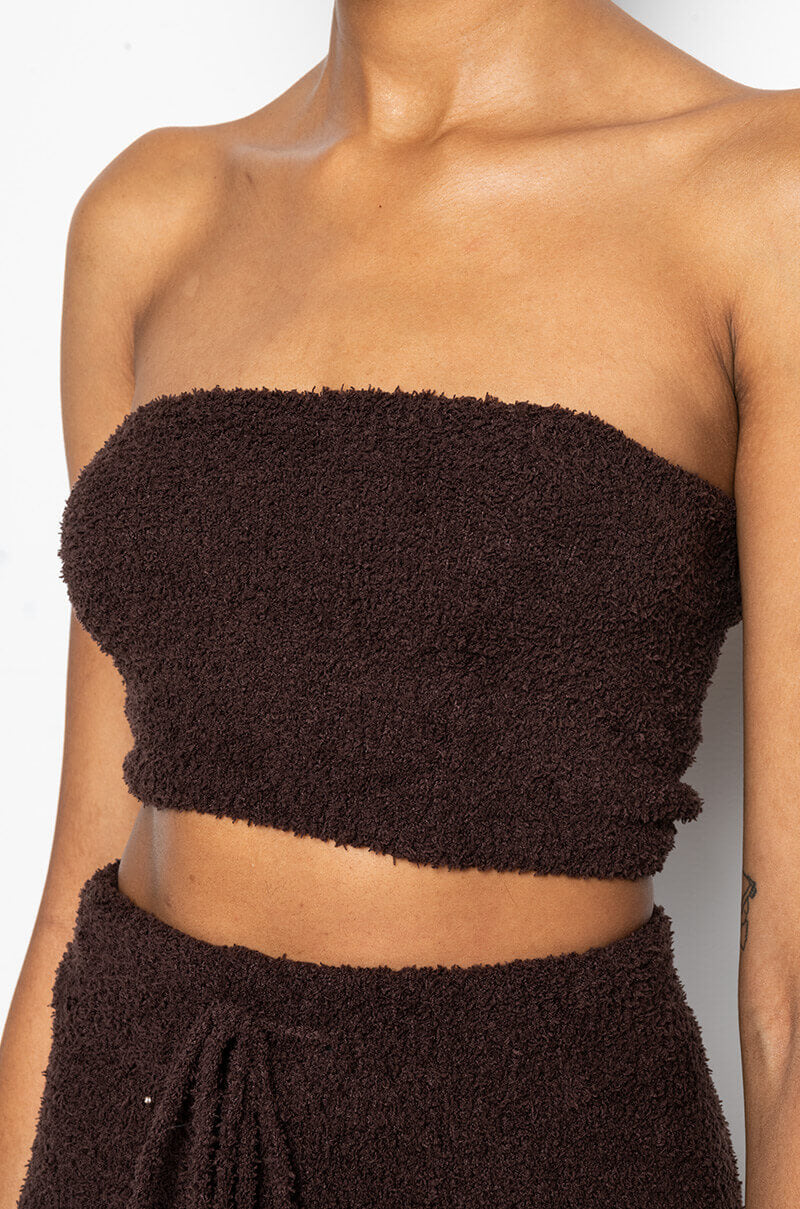 COME THROUGH COZY TUBE TOP DARK BROWN