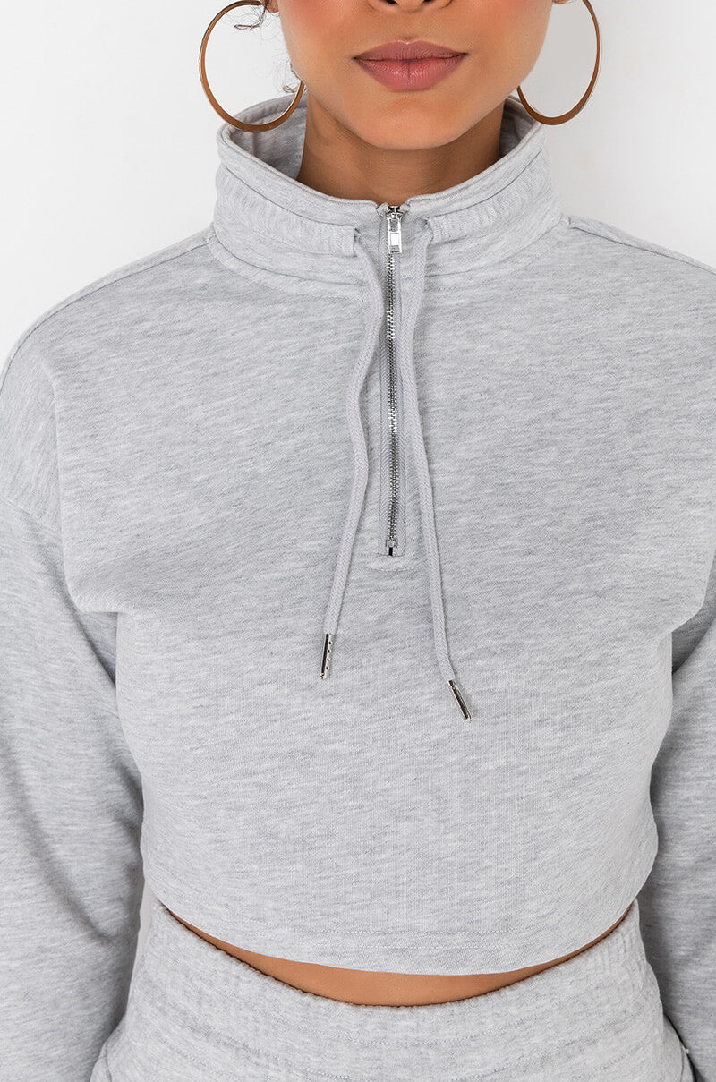 COMFY CROP SWEATSHIRT HEATHER GREY
