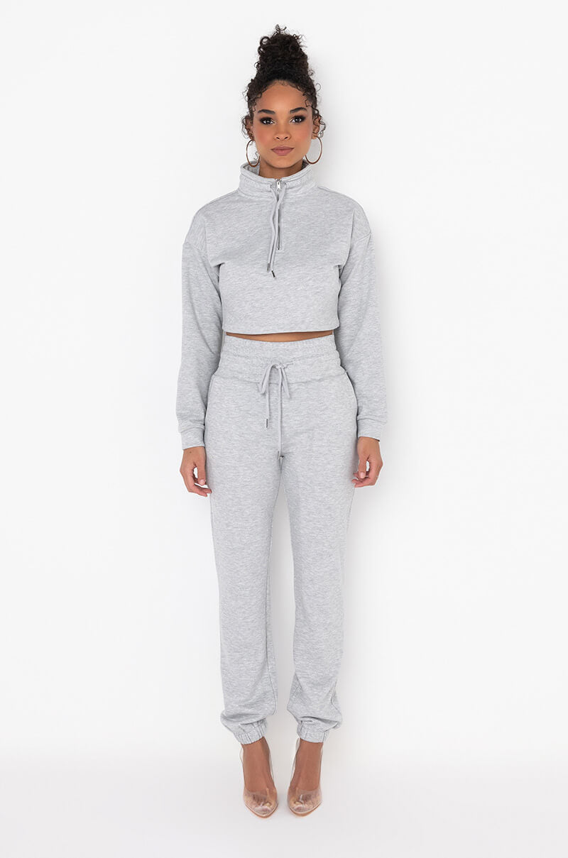 COMFY CROP SWEATSHIRT HEATHER GREY