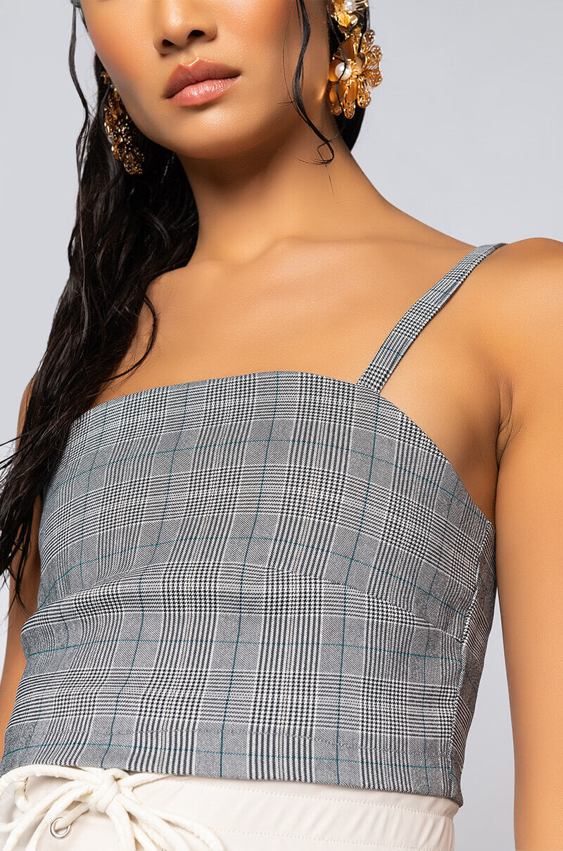 CERISE PLAID CROP TOP