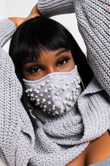COZY AND CLASSY PEARL DETAILFASHION FACE COVER