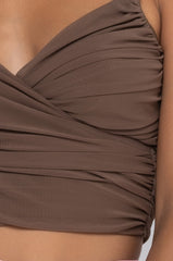 CROSS IT UP DOUBLE MESH TOP BROWN