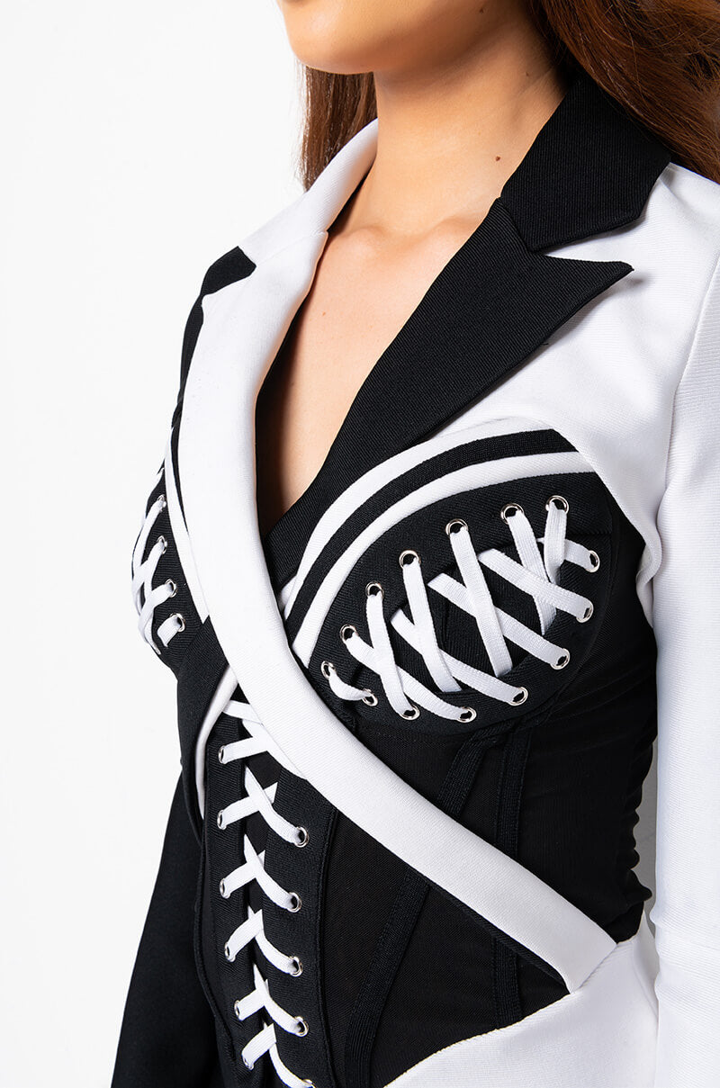 CRUELLA WHO BANDAGE MINI DRESS
