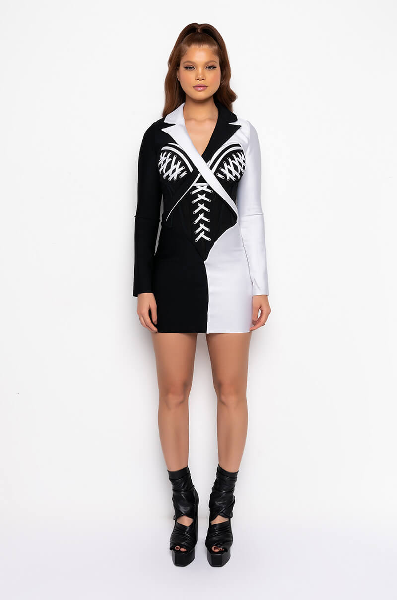CRUELLA WHO BANDAGE MINI DRESS