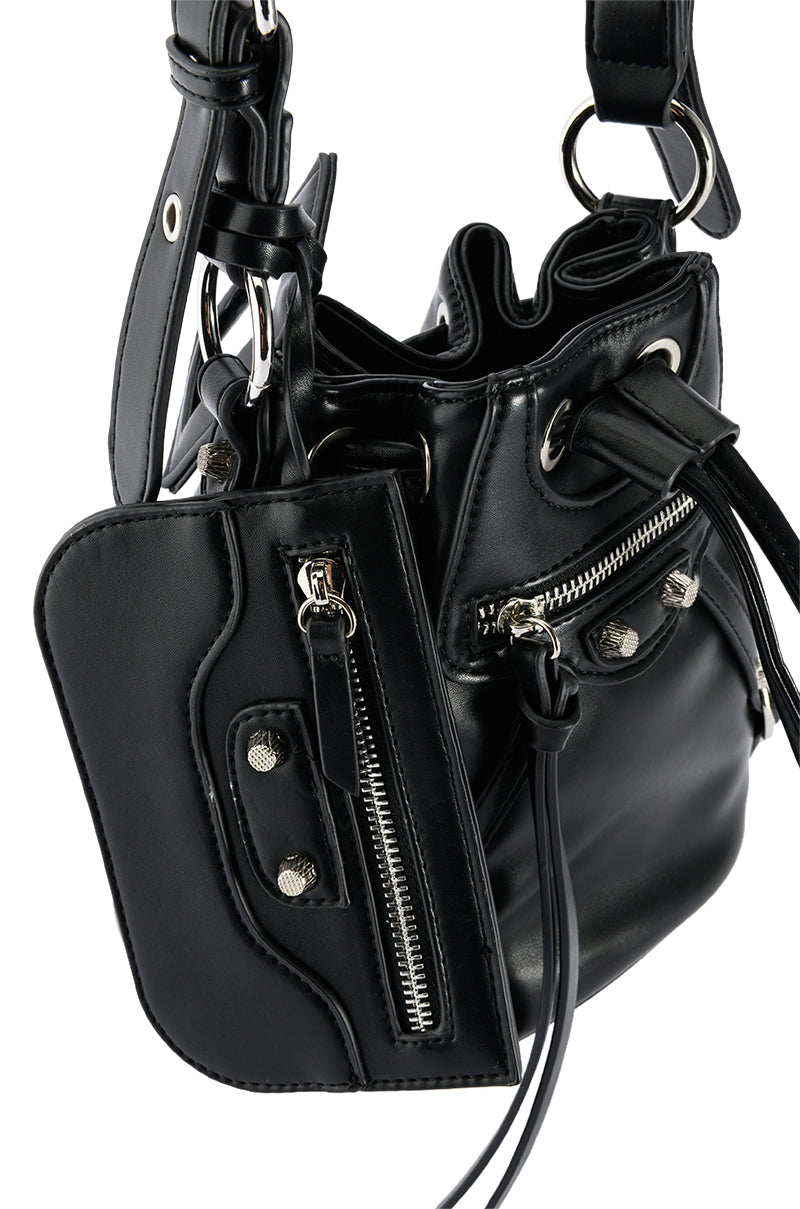 CRUSHWORTHY BLACK BUCKET BAG
