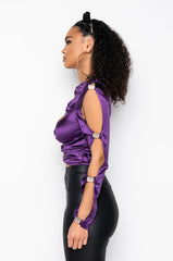 CRY ME A RIVER FASHION TOP WITH CUT OUTS PURPLE