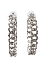CUBAN SILVER PAVE HOOPS