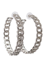 CUBAN SILVER PAVE HOOPS