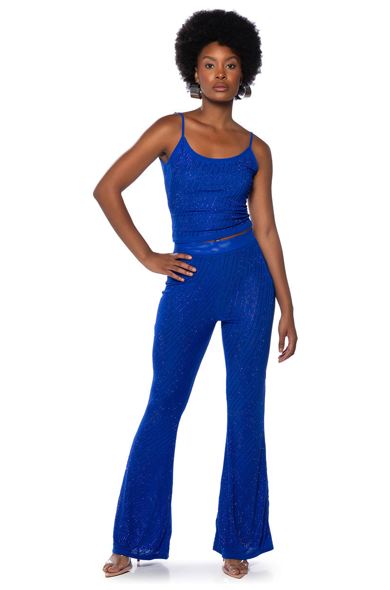 CUFF IT SLEEVELESS EMBELLISHED MESH TANK