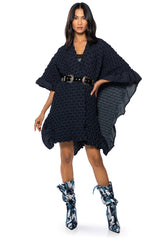DENIM WEAVE EFFECT PONCHO