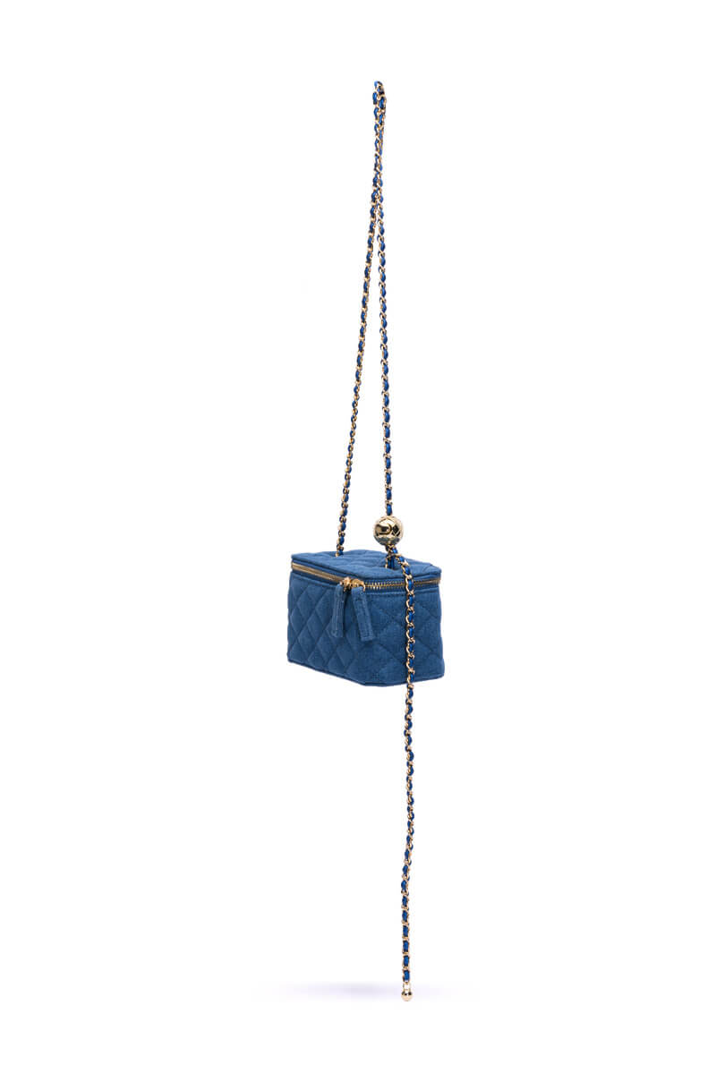 DENIM QUILTED CROSS BODY BAG