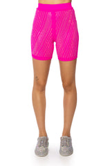 DIAMOND MESH BIKER SHORTS IN PINK