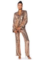 DISCO FEVER SEQUIN EMBELLISHED BUTTON DOWN TOP