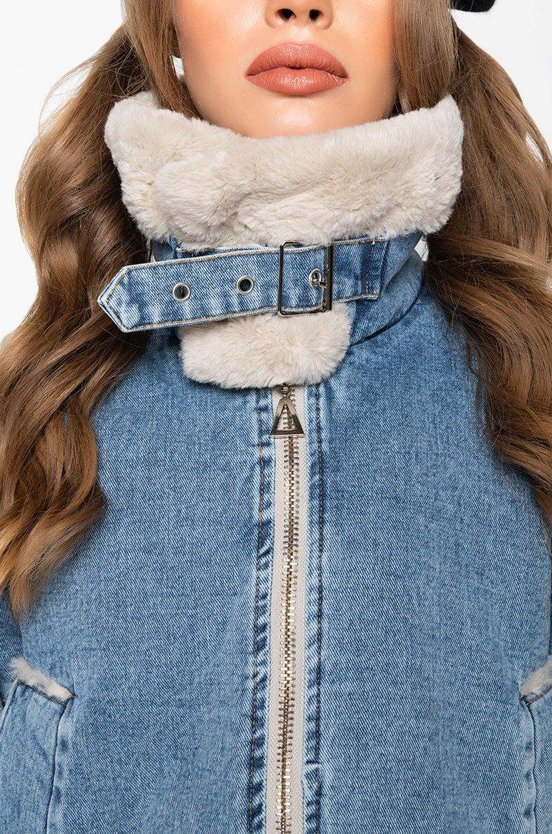 DISTRICT CONNECT DENIM FUR JACKET