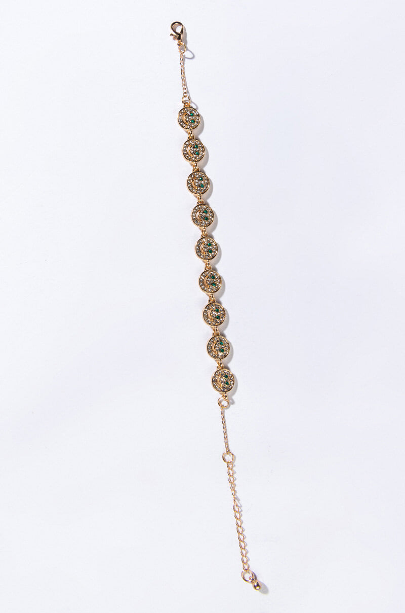 DONT WORRY BE HAPPY RHINESTONE BRACELET