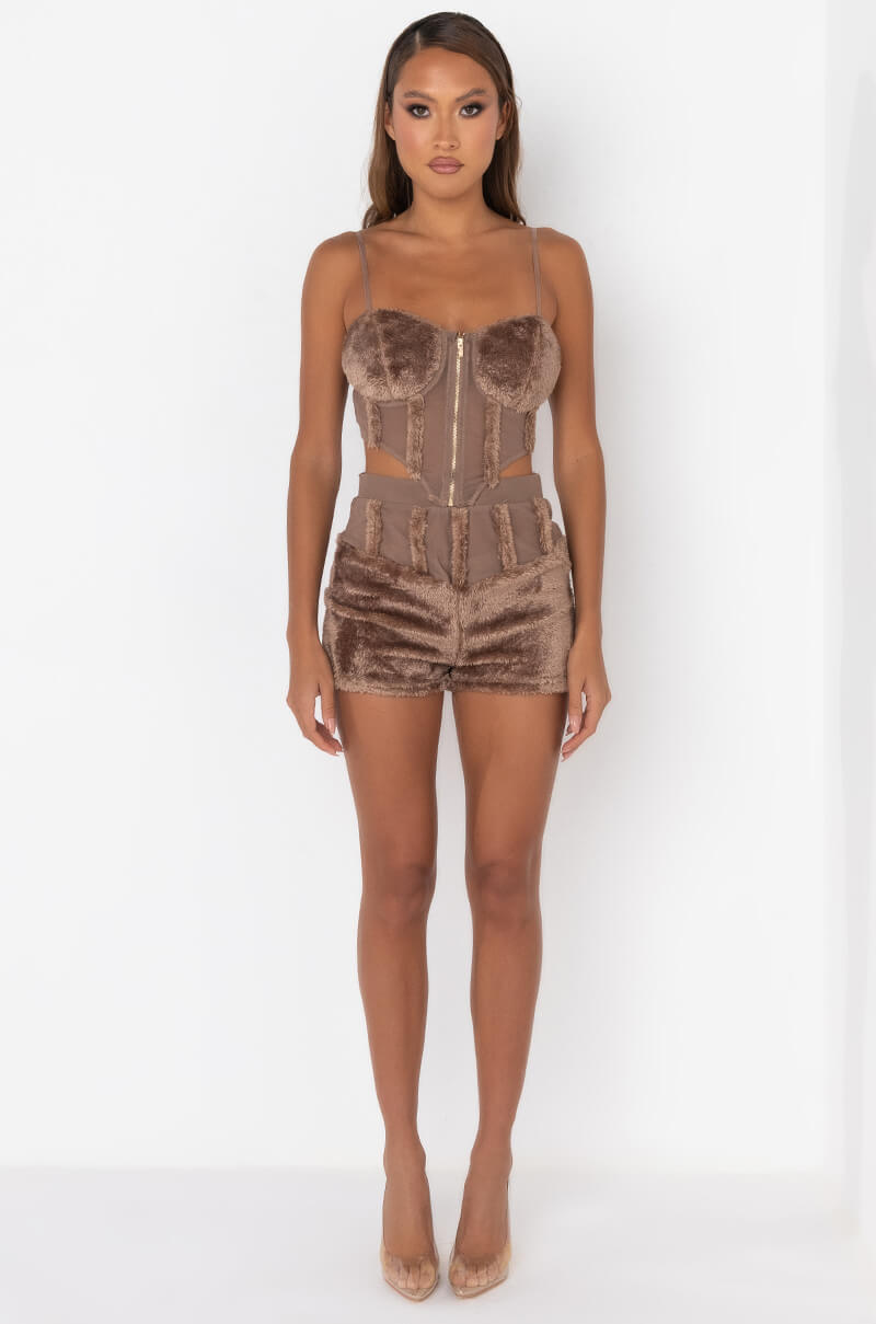 DOWN AND OUT TEDDY MINI SHORTS