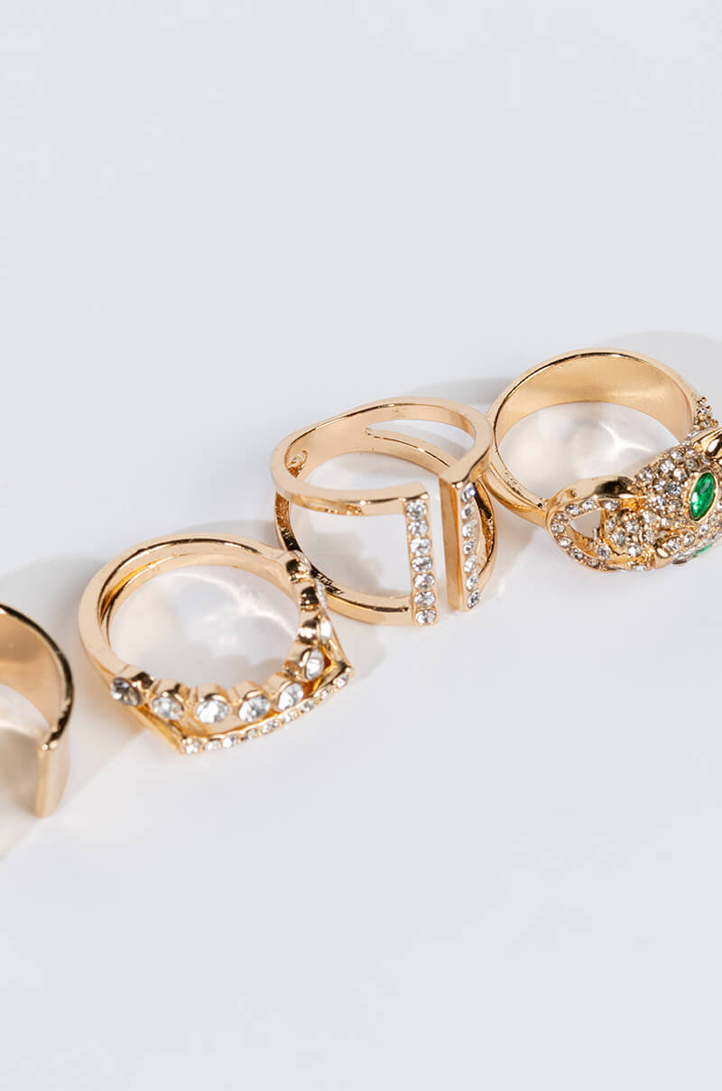 DOWN FOR IT RHINESTONE RING SET