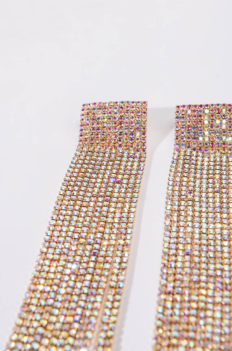 DRIPPIN IN GOLD RHINESTONE DANGLE CZ EARRINGS