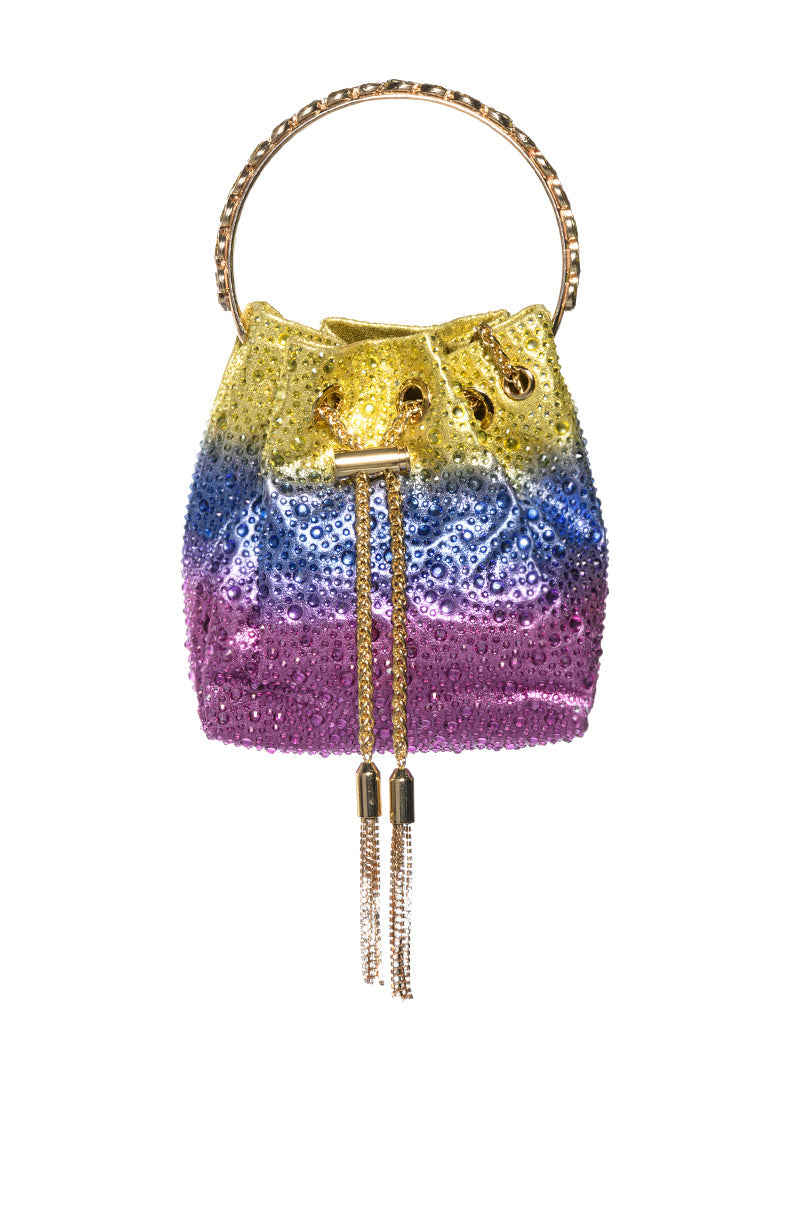 DUSK TO DAWN EMBELLISHED OMBRE BUCKET BAG