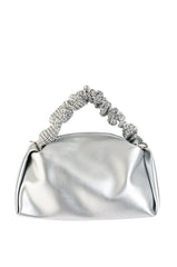 ELANA EMBELLISHED SATIN BAG IN SILVER