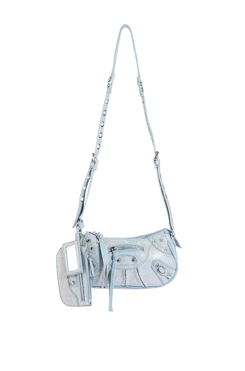 ELEGANT EMBELLISHED BAG IN DENIM