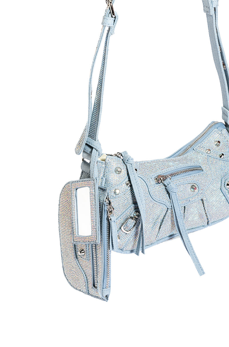 ELEGANT EMBELLISHED BAG IN DENIM