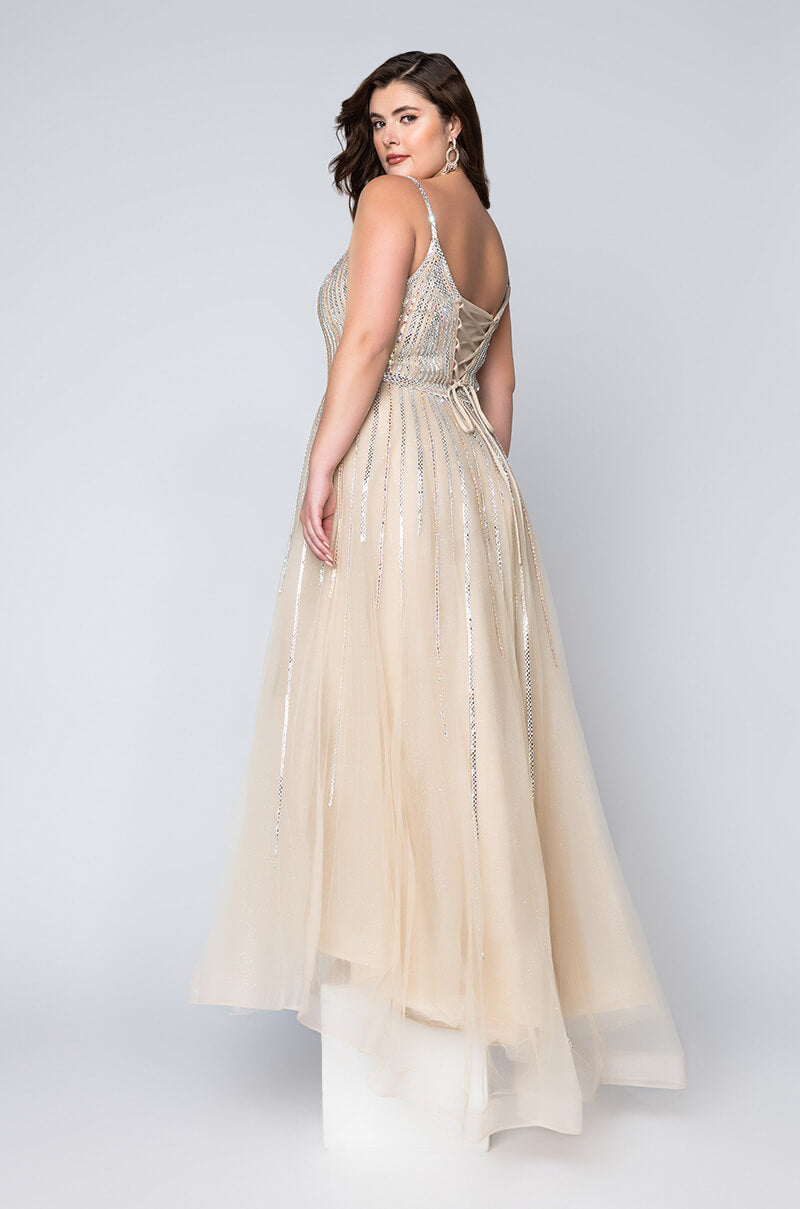 BLACK LABEL IN THE MOOD FOR GLAM DRIPPIN STONES MAXI GOWN