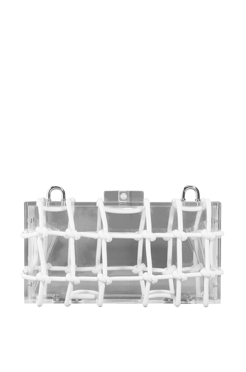 CLEAR CASE PURSE WITH RHINESTONE ROPE