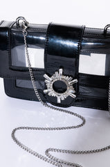 CLEAR NUDE EMBELLISHED PURSE BLACK CLEAR