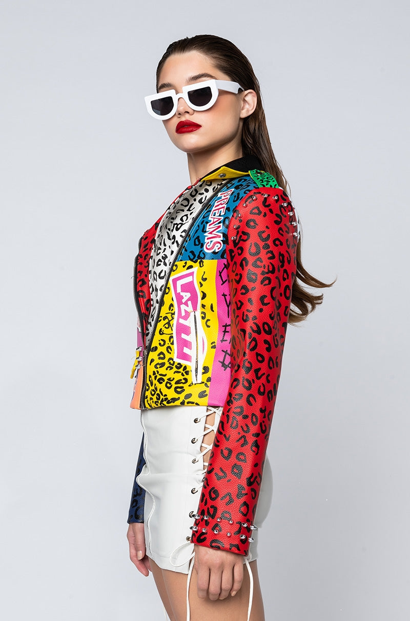 AZALEA WANG WONKA COLORS MOTO JACKET